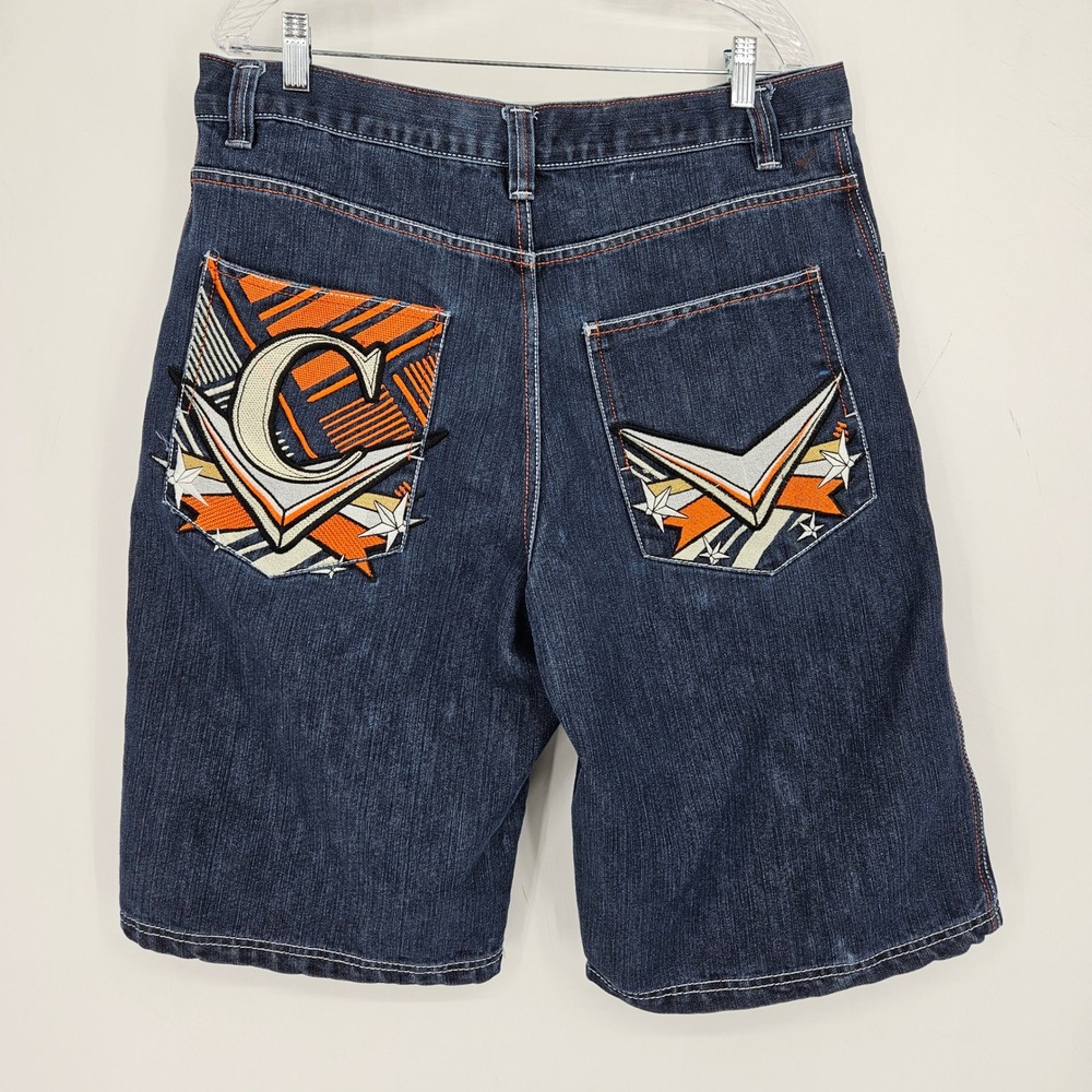 Vintage Coogi Jeans Shorts Mens 36 Denim Blue Embroidered Y2K Baggy Skater